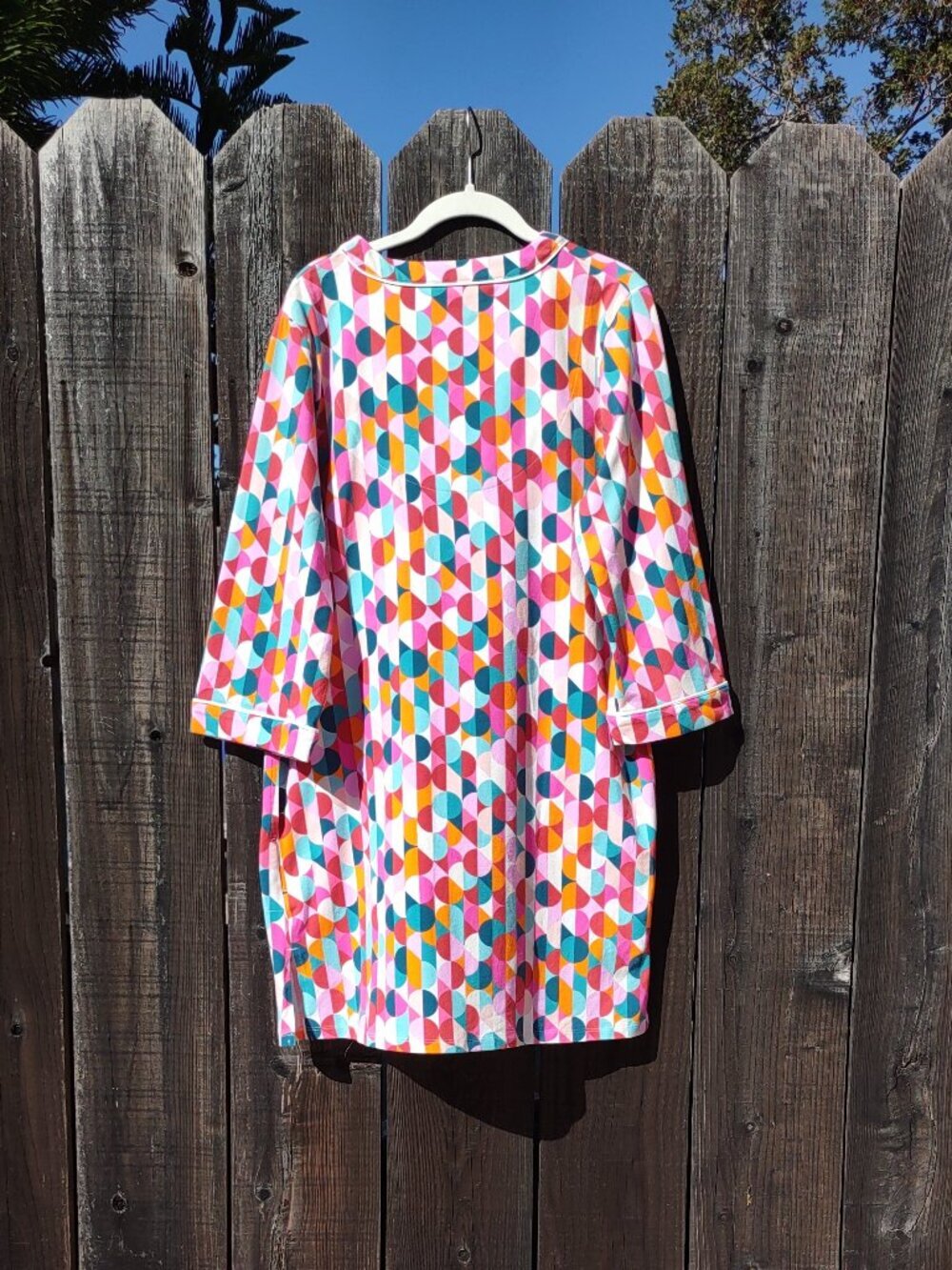 BedHead x Trina Turk Sleepshirt Lounge Dress Sz Medium Retro Boho Polka Dots Mod - Picture 4 of 12